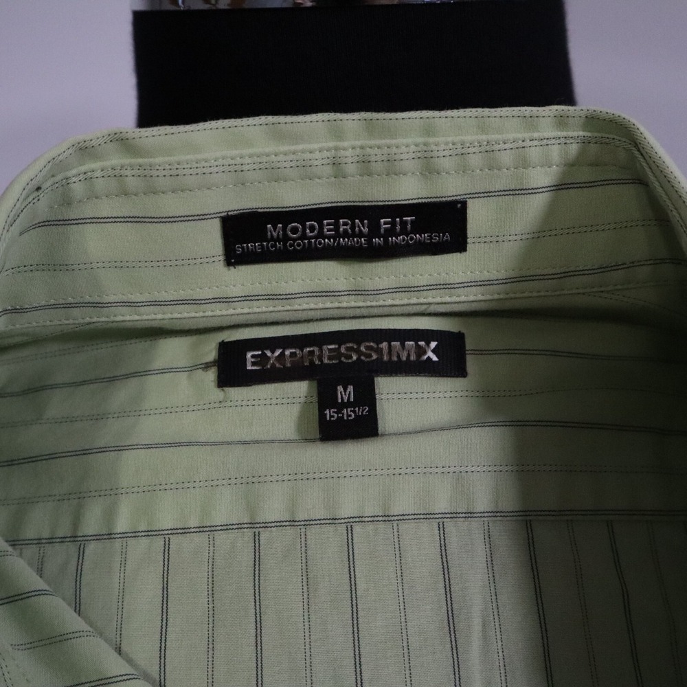 Express Shirt Mens Medium 15-15.5 1MX Modern‎ Fit Button Up Striped Long Sleeve - Picture 7 of 8